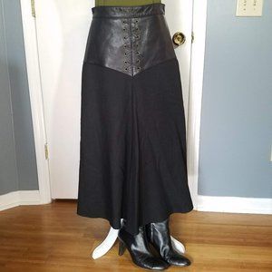 Vintage long black wool skirt USA 14 / approx. Ladies 6/M